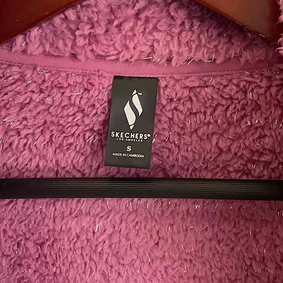 Sketchers Go Snuggle Shine Sherpa Mock Neck Jacket In Lt Mauve Size Small - Picture 7 of 13